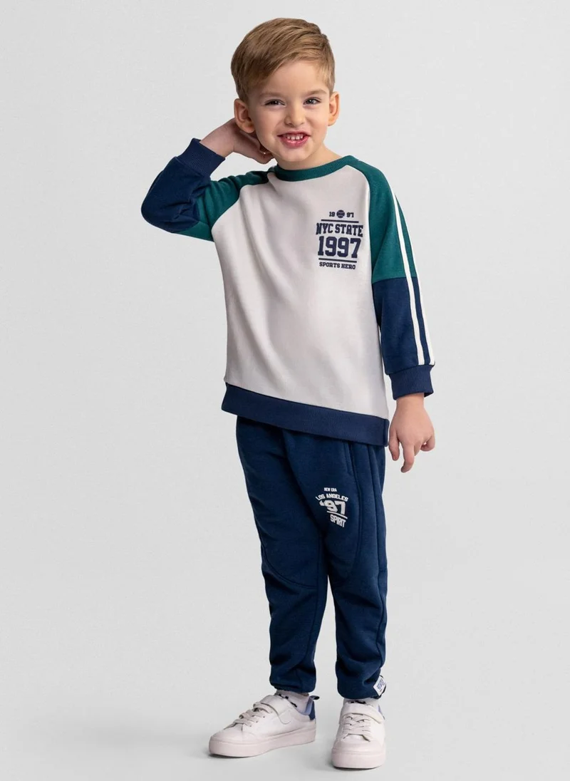 MINOTI Boys tracksuit navy contrast panels
